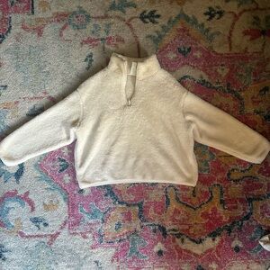 H&M White Fuzzy Quarter Zip